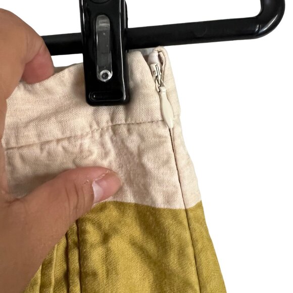 J Crew Beige Chartreuse Striped Linen Blend Mini Skirt Size 0 - Picture 4 of 5